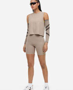 Femmes grande taille Plaid haut court respirant Gym sport Shorts manches hauts d'entraînement sans couture Yoga Fitness vêtements décontracté haut court - Product Image 5