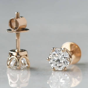 Pendientes de Diamantes Cultivados en Laboratorio de 1, 2 y 3 Quilates, Oro Sólido de 14K y 18K, Certificados, Solitarios, Corte Redondo, 6 Puntas - Product Image 3
