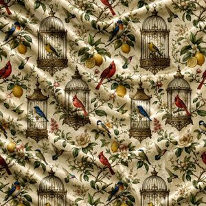 Elegant Audubon Songbirds Velvet Blackout Curtain Each Panel Art Nouveau Inspired <b>Window</b> Treatment Soft Thermal Insulated - Product Image 5