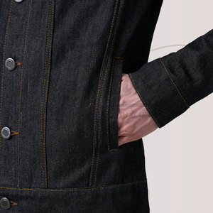 Veste en jean noire classique pour homme, boutonnée, manches longues, vêtement décontracté, vêtement d'extérieur - Product Image 5