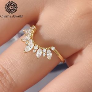 Anillo de Compromiso Charm Jewells con Moissanita Corte Marquesa en Forma de Flor, Engaste de Plata con Puntas, Clásico para Mujer, Certificado IGI, 3 GM - Product Image 2
