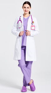 Blouse de laboratoire blanche tissée pour femme, uniforme d'hôpital, blouse de médecin, 3 poches, fermeture à boutons-pression, coton et polyester - Product Image 6