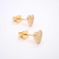 Boucles d'oreilles clous classiques en argent sterling 925 avec zircon, plaqué or jaune rhodié, logo personnalisé à 4 couches, ensemble de bijoux cadeau en forme de cœur