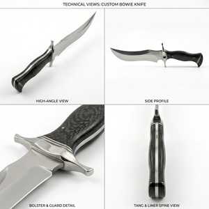มีดแค้มปิ้ง Iron Crown Forge Trailing Point ใบมีดเหล็กคาร์บอนสูง ด้ามไมคาร์ต้าสีดำ คุณภาพ DIY ใบมีดตรง 14 นิ้ว - Product Image 3