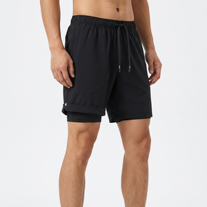 Shorts Bermuda pour homme à taille mi-haute, séchage rapide, couleur unie, avec cordon de serrage, décontractés, en polyester tricoté, pour le sport - Product Image 6