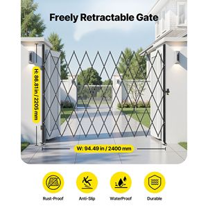 Cancello di Sicurezza Pieghevole Singolo con Chiusura a Forbice, Ruote Girevoli a 360 Gradi, Barriera Esterna in Acciaio Retrattile per Scuole - Product Image 2