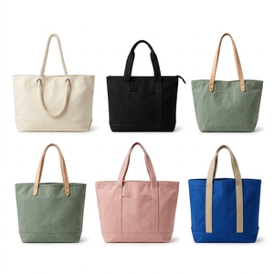 Bolsa de Lona Grande con Bolsillos, Color Naranja Terracota, Bolsa de Hombro Resistente para el Trabajo, Viajes y Compras - Product Image 2