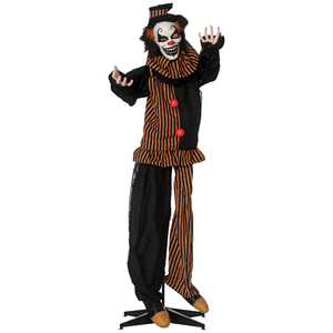 Clown Animato da Esterno per Halloween da 170 cm, a Grandezza Naturale, con Suoni e Attivazione a Movimento, Elemento Decorativo per Circo - Product Image 1