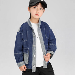 Chaqueta Vaquera para Niños - Nueva Colección Primavera - Chaqueta Moderna con Parches para Niños - Estilo Coreano Extralargo y a la Moda - Product Image 2