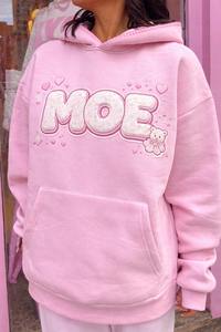 Sudadera con Capucha Rosa para Mujer, con Costuras en Contraste, de Algodón, Estilo Urbano, con Gráfico de Dibujos Animados en Chenille, Venta al Por Mayor OEM - Product Image 2