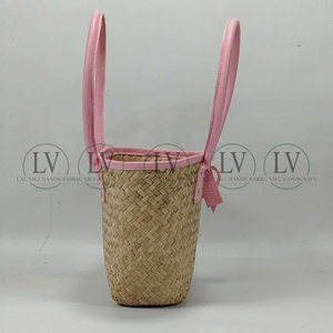 Sacs de plage d'été en jonc de mer tressé à la main 2026 – Sac fourre-tout « Summer Vibes » avec poignées en cuir pour femmes, du Vietnam - Product Image 2
