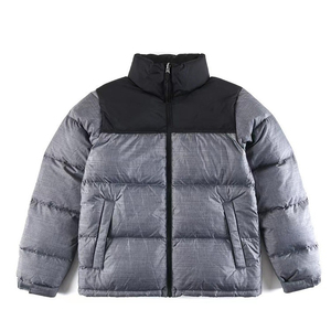 Chaqueta acolchada North F para hombre, color blanco, con cuello alto, gruesa, con cremallera, abrigo cálido para invierno - Product Image 5