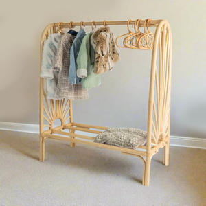 Porte-vêtements en rotin, support de rangement sur pied, rails, accessoires pour enfants, jolies armoires ouvertes pour enfant - Product Image 2