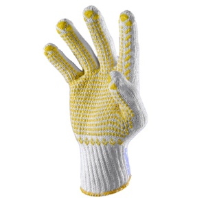 VENTA 800gms Bleach White Guantes de trabajo de seguridad Puntos de PVC Rojo Uso general Anti-Vibración Antideslizante Guantes antiestáticos Nylon - Product Image 3