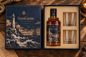 Caja de Presentación Personalizada para Botella de Whisky Mariner Cask y Vasos con Tapa y Base - Product Image 2