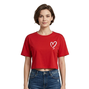 Trendy <b>Red</b> <b>Crop</b> <b>Top</b> Custom Printed Graphic Tees Fashionable Short Sleeve Clothes Casual Women's Shirts Slim Fit Summer Blouse - Product Image 1