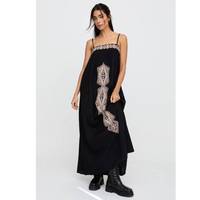 Robe mi-longue sans bretelles pour femme en coton 100% brodé à fleurs - Toutes saisons, multi-usages