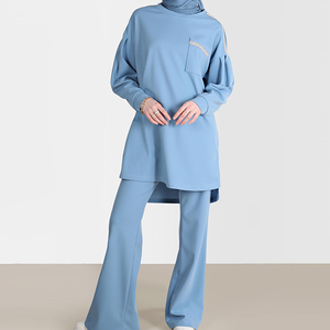 Trajes Deportivos Largos y Modestos con Bolsillos en el Pecho para Mujeres, Conjuntos Deportivos Islámicos de Dos Piezas Transpirables Estilo Dubai - Product Image 6