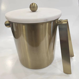 Premium Gold Ice <b>Bucket</b> with White <b>Lid</b> and Tongs Perfect for Event Buffets Home Bars Wine Beer And Champagne Chiller - Product Image 1