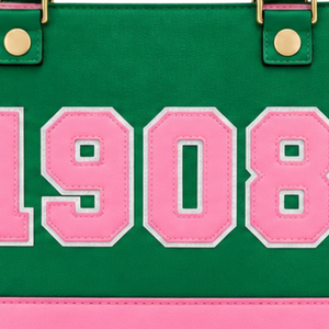   Sac fourre-tout vert et rose pour femme, inspiré des lettres grecques, sac à main tendance grande capacité, sac à bandoulière pour les voyages, le quotidien et le shopping - Product Image 6