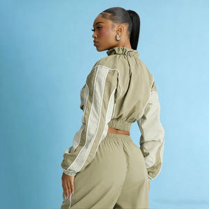 Conjunto de chándal de nailon para mujer, chaqueta con cremallera, ligero, impermeable, transpirable, cortavientos, chándal de entrenamiento, ropa deportiva, conjunto deportivo - Product Image 5