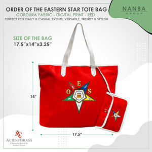 กระเป๋าโท้ทกันน้ำ OES Eastern Star Masonic สีแดงขาว พร้อมหูหิ้ว ซิปปิด ปักโลโก้ พร้อมกระเป๋าใบเล็กเข้าชุด แฟชั่นอุปกรณ์เสริมสำหรับการช้อปปิ้ง - Product Image 6