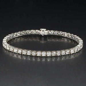 Women's 18K Solid Gold Tennis Bracelet Round Brilliant Cut Diamond Channel Setting Classic Wedding Jewelry GIA Certified - Product Image 1