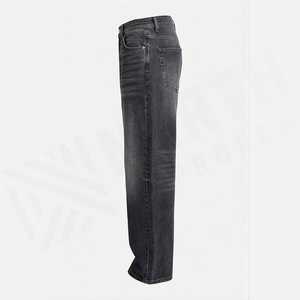 Jean en denim coupe droite délavé foncé pour homme, taille haute, coupe classique, en coton, style décontracté, pantalon d'automne - Product Image 4