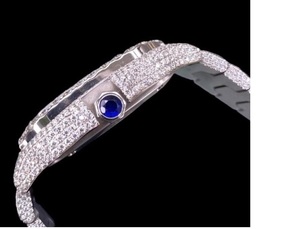 <b>Arabic</b> Dial Iced Out <b>Watch</b> Hip Hop Jewellery Moissanite Bust Down Luxury Square Statement <b>Watch</b> - Product Image 2