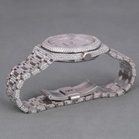 Montre unisexe VVS Clarity en argent sterling 925, luxe, cadran en verre antique, mouvement à quartz entièrement serti de diamants, style hip-hop