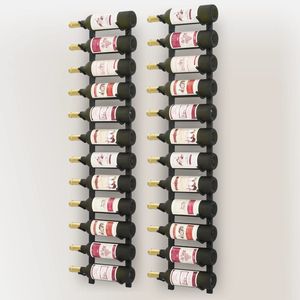 Portabottiglie da vino in ferro nero a parete per 12 bottiglie Set di 2 - Product Image 5