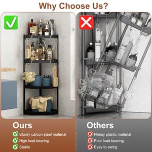4 Tier <b>Corner</b> Shower Caddy Carbon Steel Bathroom Storage Rack Organizer Stand 3 Tier/4Tier Options - Product Image 6