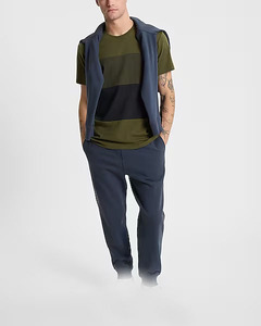 Camiseta de Hombre de Alta Calidad, Color Verde Oliva, con Rayas, Cuello Redondo, Tejido Transpirable, Estilo Casual para Verano - Product Image 4