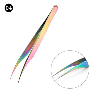 High Quality Silver Eyebrow Extension <b>Lash</b> Tweezers <b>Individual</b> Stainless Steel Eyelash Extensions with Pointed Tip - Product Image 3