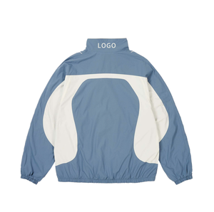 Veste de sport rétro à col montant avec fermeture éclair personnalisée, veste de survêtement légère en nylon softshell pour homme, coupe-vent, ensemble 3 pièces - Product Image 4