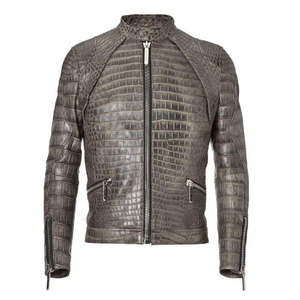 Low MOQ Custom Handmade Genuine for <b>Leather</b> Men's Casual Thin Stylish Mock Neck <b>Long</b> Sleeve Waterproof Windproof <b>Jacket</b> - Product Image 5