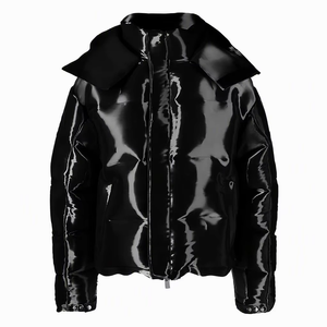 Men's Metallic Purple Solid Zipper Front Shell Puffer Jacket <b>Hooded</b> Down <b>Coat</b> <b>Winter</b> Streetwear Outerwear Custom Logo Unisex - Product Image 5
