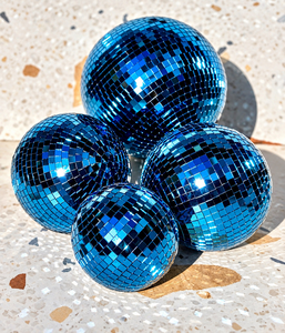 Handmade Cobalt Blue Disco <b>Ball</b> Hand Tiled <b>Mirror</b> Sphere Deep Sapphire Blue Reflective Tabletop Accent Decor Modern Glam Home - Product Image 1