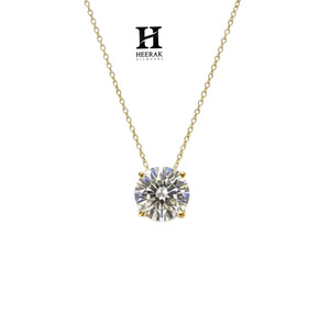 Collier pendentif solitaire en diamant certifié IGI en or 14 carats |   Pendentif flottant en diamant de laboratoire taille brillant rond pour femme |   W - Product Image 4