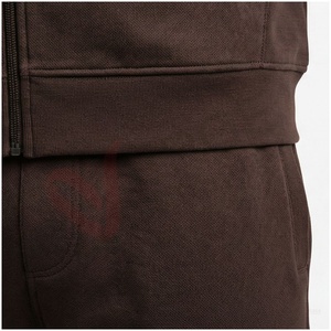 Ensemble de survêtement marron pour homme, manches longues, capuche, fermeture éclair sur le devant, motif géométrique, respirant, coupe décontractée, vêtements d'automne - Product Image 5