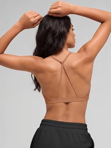 Ladies Strappy <b>Open</b> Back Activewear <b>Bra</b> Soft Butter Fabric Wirefree Padded Gym Crop Tank Top Custom Private Label Base - Product Image 3