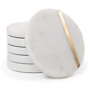 Minimalist Marble Drink Coasters Eco-Friendly Durable Washable Natural Stone Design - Product Image 1