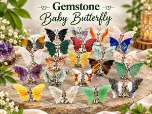 Mariposa de Cristal Natural Tallada, Decoración de Alas de Piedra Preciosa, Mini Adorno de Mariposa Hecho a Mano para Regalo del Hogar - Product Image 1