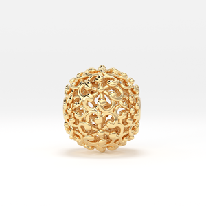 Abalorio espaciador de malla floral redondo chapado en oro de 18K, hecho a mano por diseñador, 6mm 8mm 10mm, oro macizo - Product Image 2