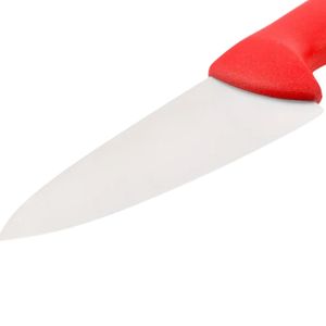 Couteaux de chef à lame argentée et manche rouge avec protège-doigts ergonomique et tranchant lisse pour la découpe de viande et de légumes en cuisine - Product Image 5