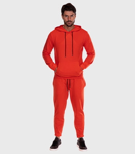 Conjunto Deportivo de Invierno Color Rojo Sólido, 100% Algodón, Grueso, Transpirable, de Secado Rápido, Sudadera con Capucha y Pantalones, 2 Piezas, Trajes Personalizados - Product Image 5