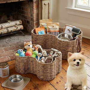 Wholesale Natural Seagrass Stackable <b>Storage</b> Bins Set 2 Bone Shaped Basket <b>Storage</b> for Pet Toys Woven by Vietnamese - Product Image 3