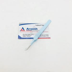 Haute qualité 45 degrés solide pince à cils en acier inoxydable pointe pointue Extension de cils durable bébé bleu poudre enduit - Product Image 5