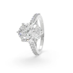 Anillo de Moissanita con Corte Ovalado, Plata de Ley 925, Chapado en Oro de 14K, Elegante y Lujoso, Brillante, para Compromiso, Boda, Regalo para Ella - Product Image 2