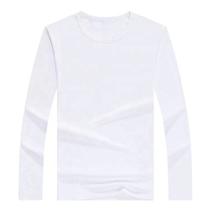 Men's Long Sleeve O-Neck Cotton <b>T</b>-<b>Shirt</b> Regular Fit Solid Color Casual Knitted <b>Plain</b> Dyed <b>White</b> - Product Image 1